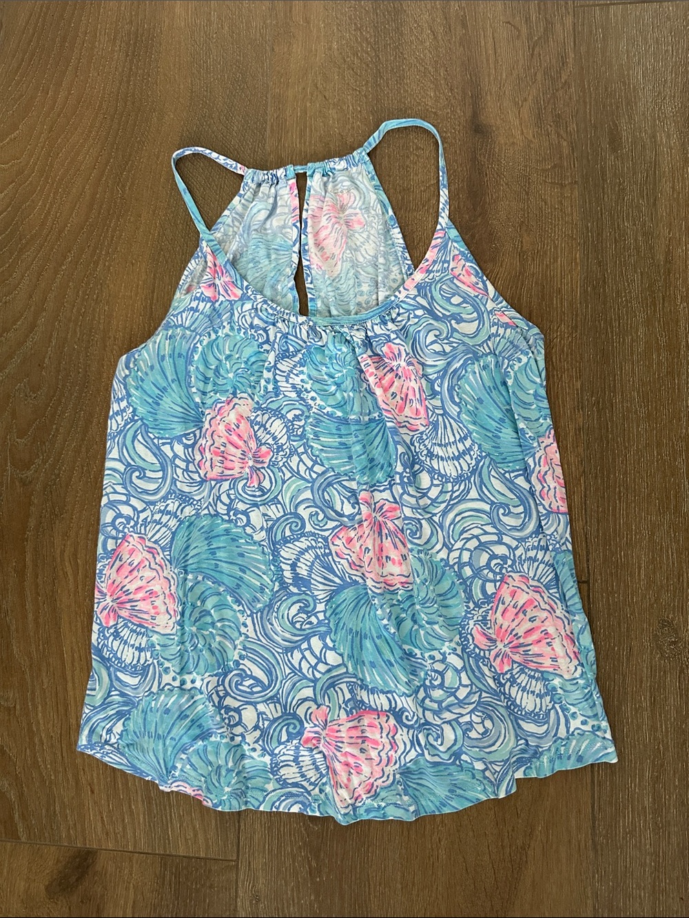 Lilly Pulitzer Pink Blue Green Shell-Print Tank Top
